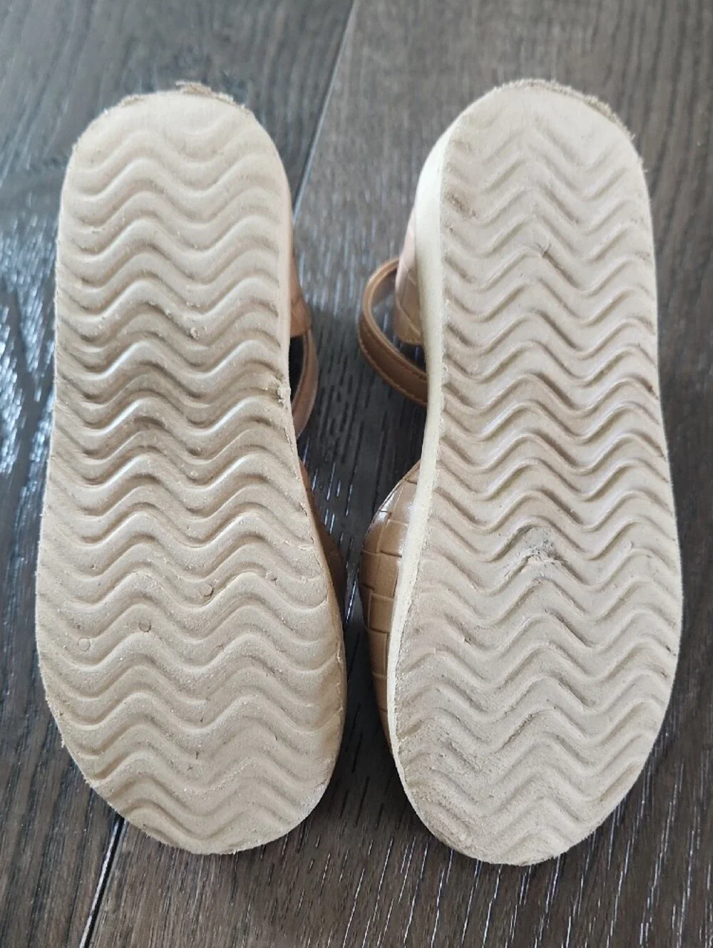 Old Navy Beige Woven Ankle-Strap Flats Kids Size 9